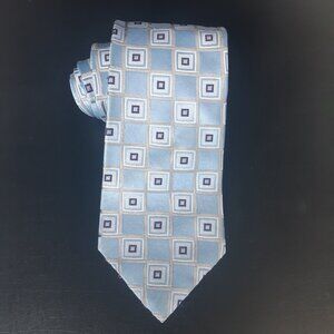 City of London Light Blue w/ Square Pattern 100% Silk Necktie